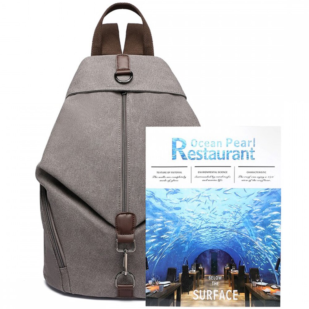 Rucsac pentru dame, din panza, antifurt, KONO, EB2044GY, Gri