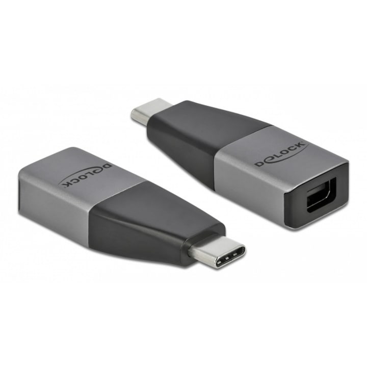 Adaptor, Delock, USB-C 3.2 la mini DisplayPort, 46x16x8 mm, Gri/Negru
