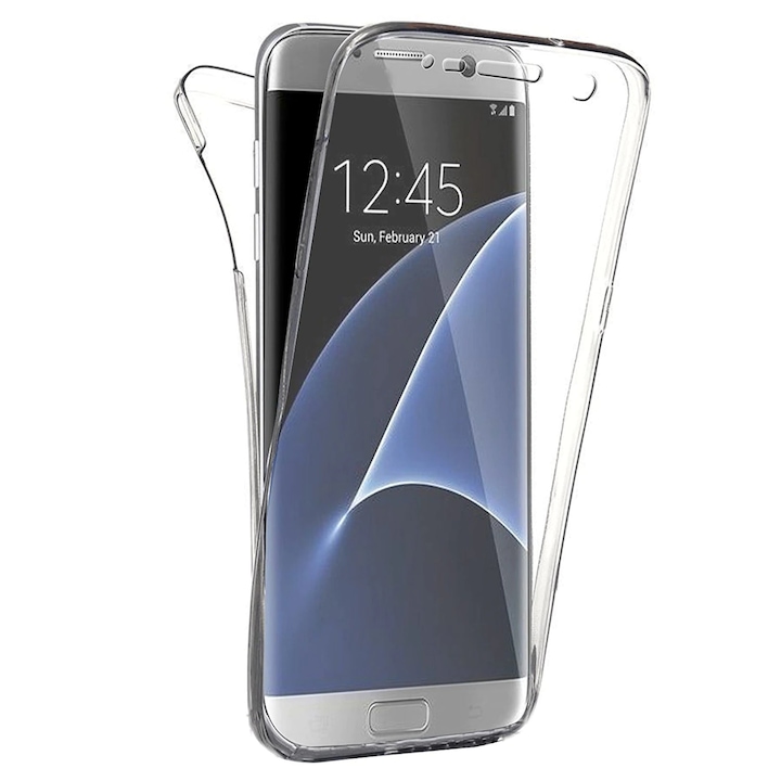Husa compatibil cu Samsung Galaxy S7 Edge Silicon TPU 360 grade (fata spate) - transparent