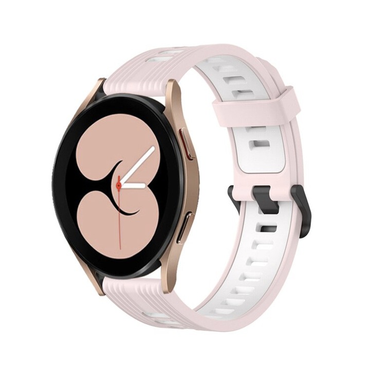 Curea Ceas SmartWatch 20mm pentru Huawei Watch GT, GT 2, GT 3, 42 mm, Soft Silicone, Two-Tone Design, Comfy to Wear, Easy to install, Roz