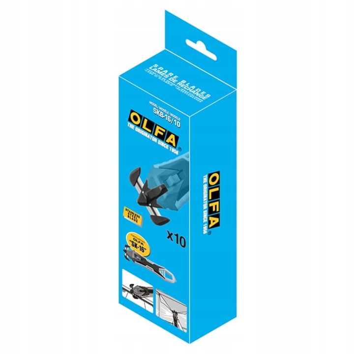 Set 10 lame pentru cutter SK-16, Olfa, SKB-16/10, Otel inoxidabil, Negru/Argintiu