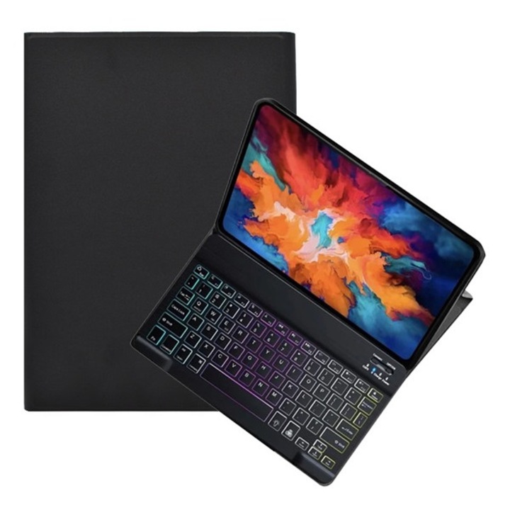 Gigapack tabletvédő álló, bőr hatású, flip, bluetooth billentyűzet, asztali tartó, qwerty, angol nyelvű, fekete, kompatibilis: Lenovo Tab P11 Plus, TB-J616F, / Tab P11 5G, TB-J607Z, / Tab P11, TB-J606F