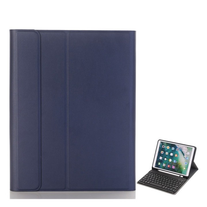 Apple IPAD 10.2 (2021) / IPAD 10.2 (2020) / IPAD 10.2 (2019) Gigapack tok álló, bőr hatású (flip, bluetooth billentyűzet, asztali tartó, qwerty, angol nyelvű, érintőceruza tartó) sötétkék