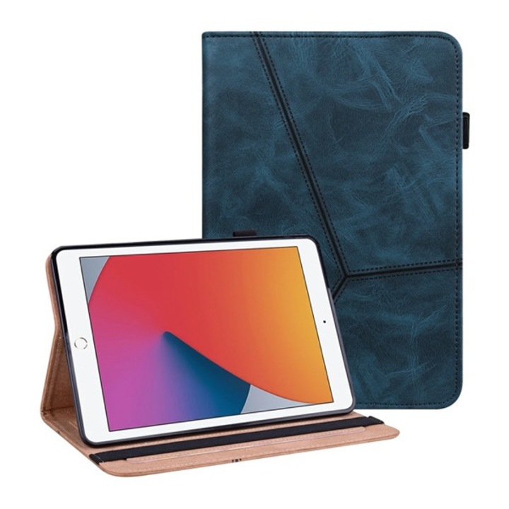 Apple IPAD 10.2 (2021) / IPAD 10.2 (2020) / IPAD 10.2 (2019) Gigapack tok álló, bőr hatású (aktív flip, oldalra nyíló, asztali tartó funkció, bankkártya tartó, koptatott bőrhatás) sötétkék