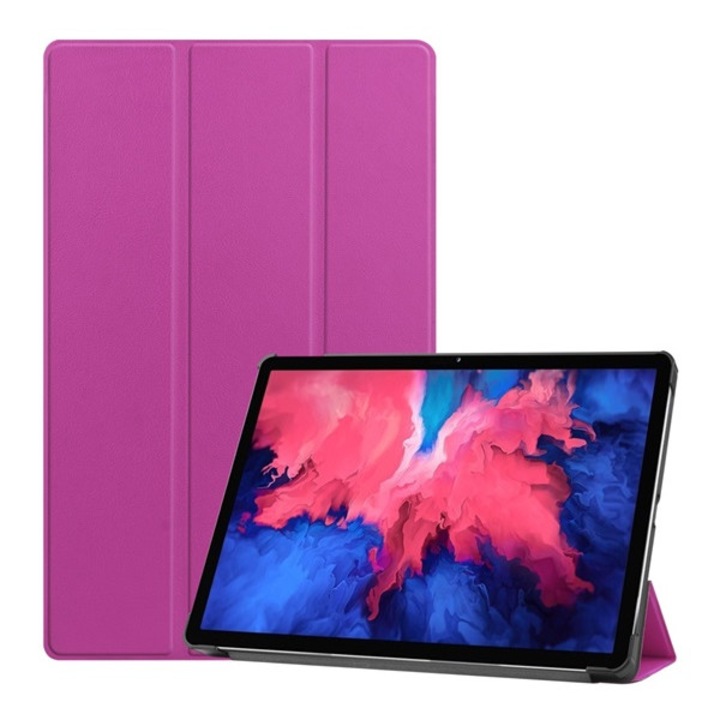 Lenovo Tab P11 (TB-J606F) Gigapack tok álló, bőr hatású (aktív flip, oldalra nyíló, trifold asztali tartó funkció) lila