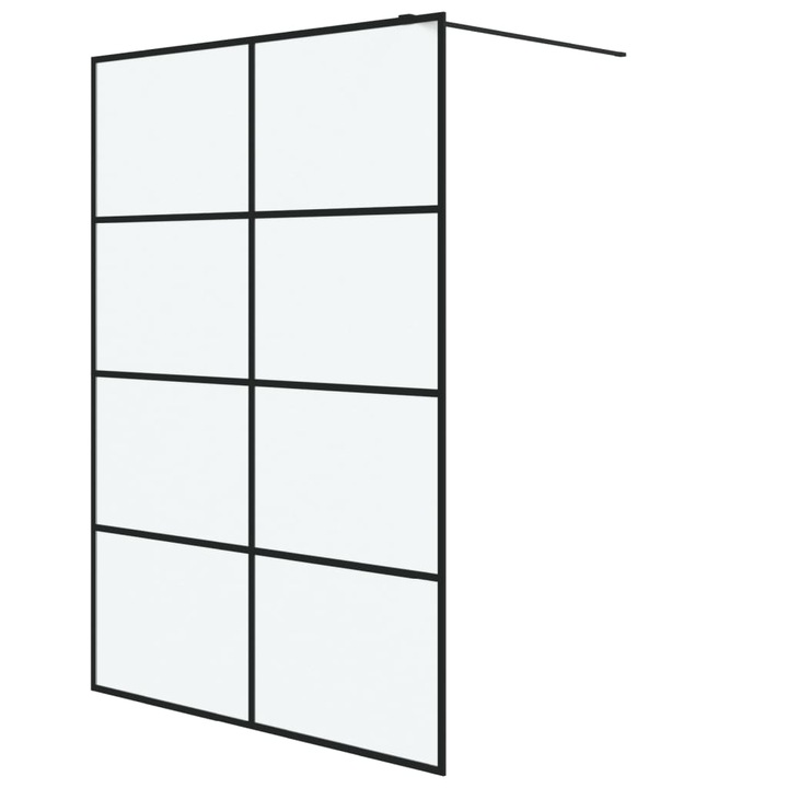 vidaXL Perete cabina dus walk-in negru 140x195 cm sticla ESG mata, 35.61 kg