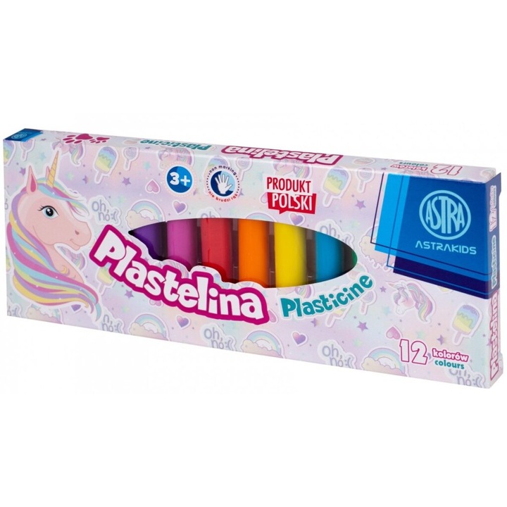 Пластилин Astra, Еднорог, 12 цвята