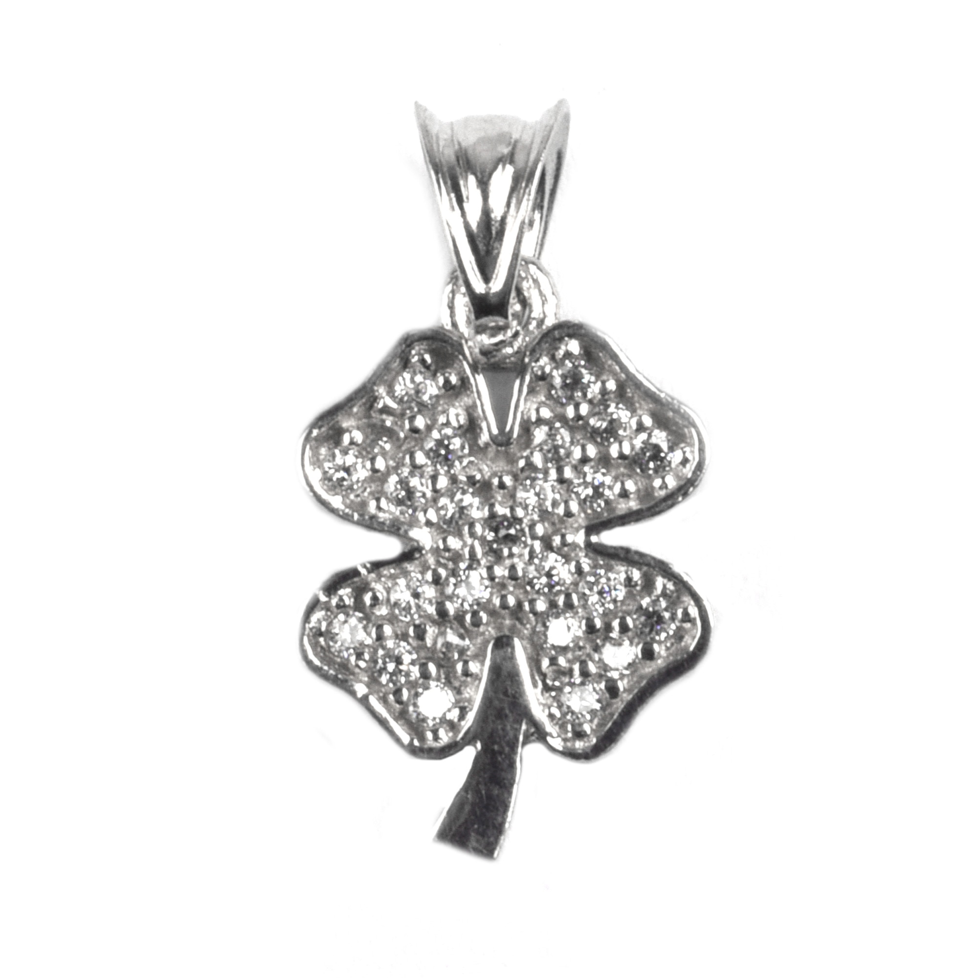 Pandantiv Trifoi cu pietre, Argint 925, 2 cm x 1 cm