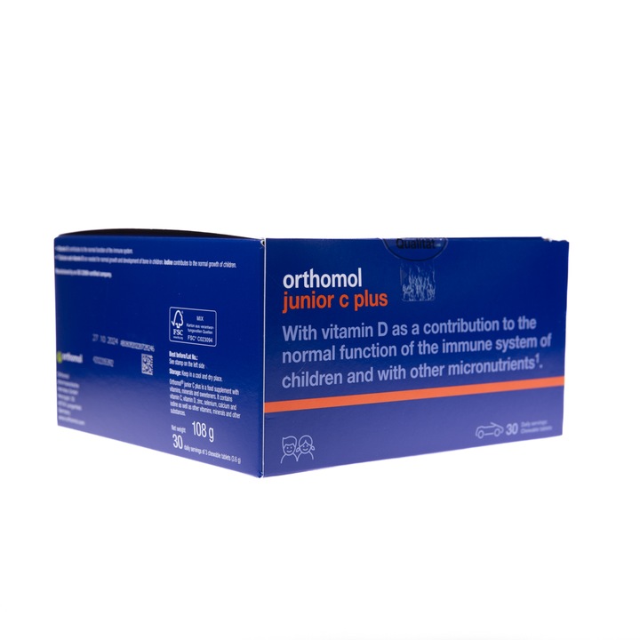 Supliment alimentar, Orthomol Junior C plus cu aroma de portocale, 30x 3 tbl masticabile