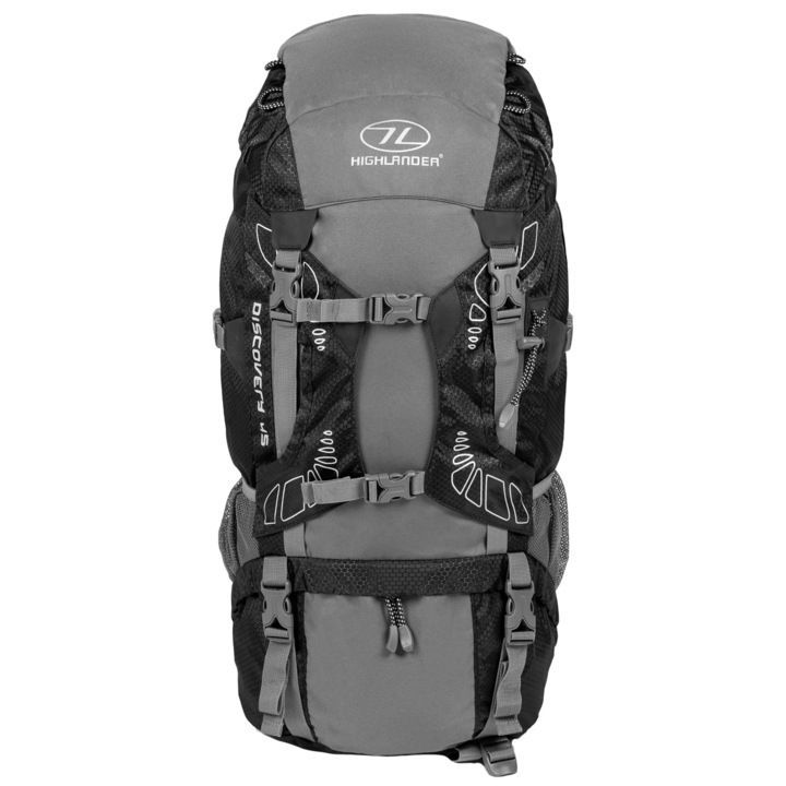 Rucsac Highlander Discovery 45 L, Negru/Gri