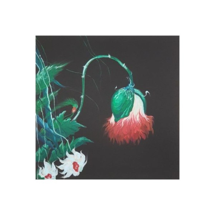 Tablou pictat manual pe panza, 100 x 100 cm, 'My black flower'