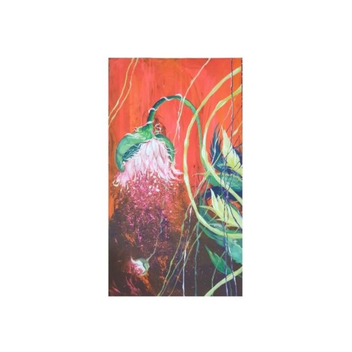 Tablou pictat manual pe panza, 180 x 100 cm, 'My red flower'