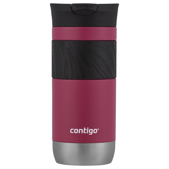 Cana termos Contigo, Inox, 470ml, Negru/Roz