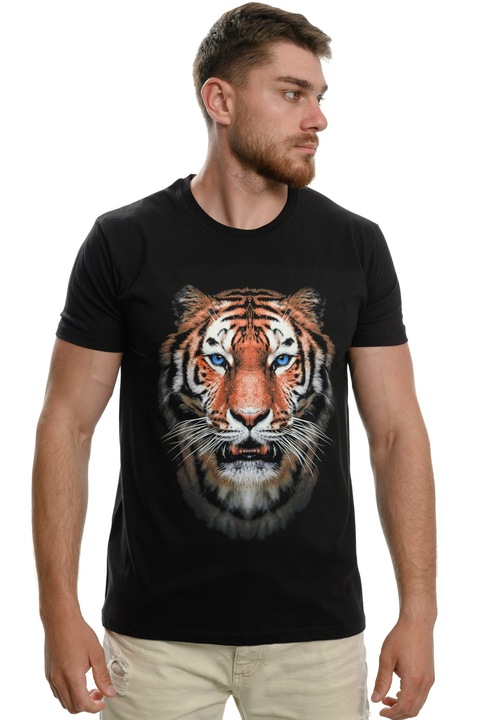 Мъжка тениска Printex, Тигър, Животни, Дигитален печат, Черна