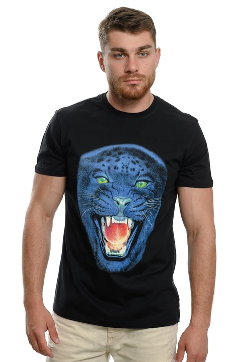 Мъжка тениска Printex, Леопард, Серия пантера, Дигитален печат, Черна