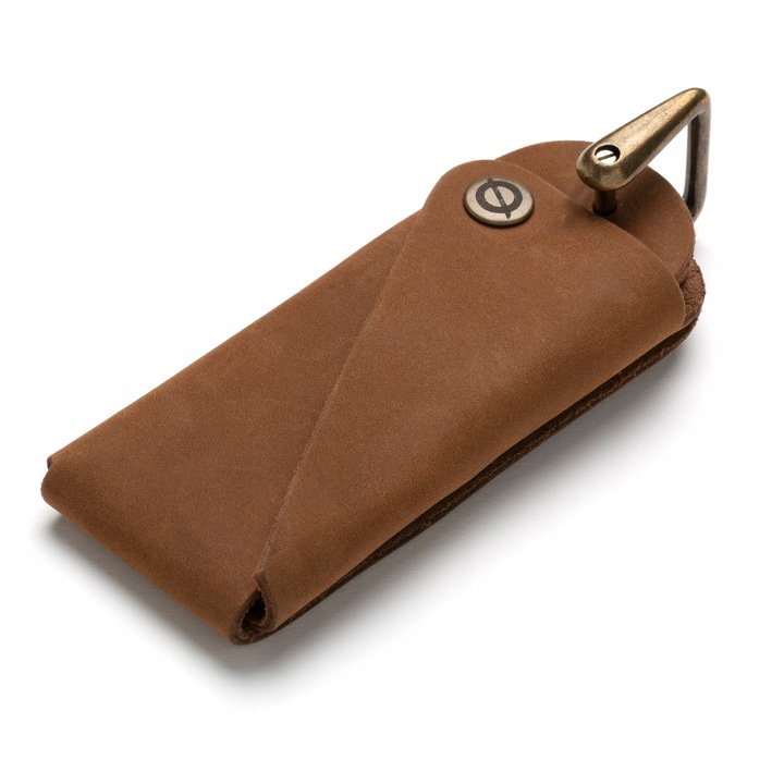 Organizator chei, Brodrene, Piele naturala, 4x9 cm, Maro deschis