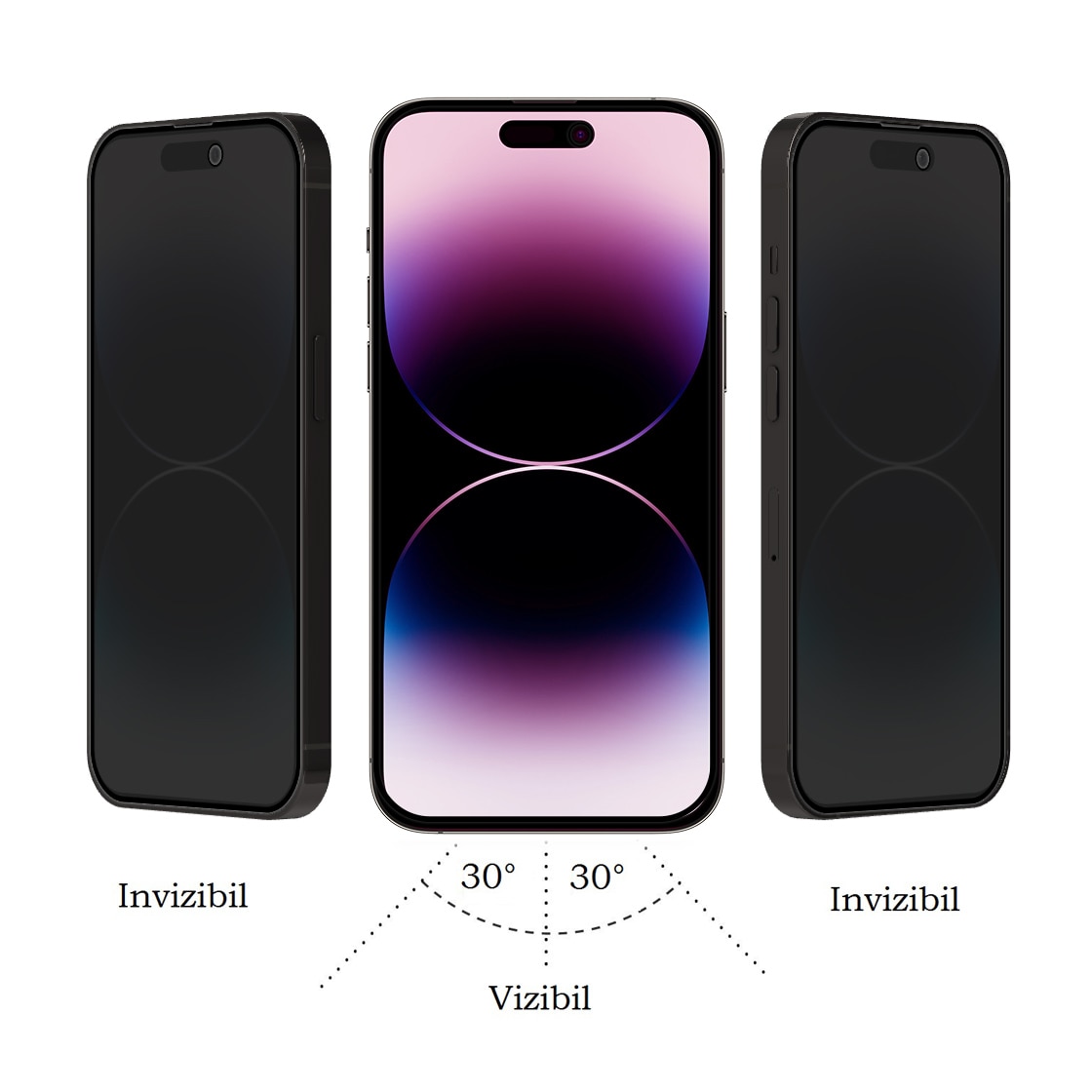 Folie Sticla Dr.Shield, Compatibil Apple iPhone 14 Pro Max, Protectie Profesionala 3D, Full Cover, Model Privacy