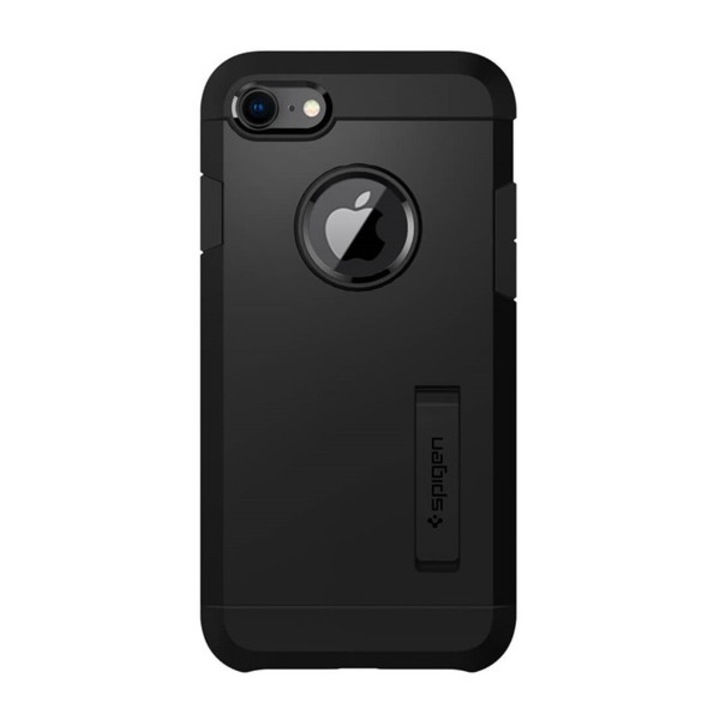 Apple iPhone 8 4.7 / iPhone 7 4.7 Spigen tough armor műanyag telefonvédő (szilikon keret, közepesen ütésálló, kitámasztó, logó kivágás) fekete, 054CS22216, gyártói csomagolás