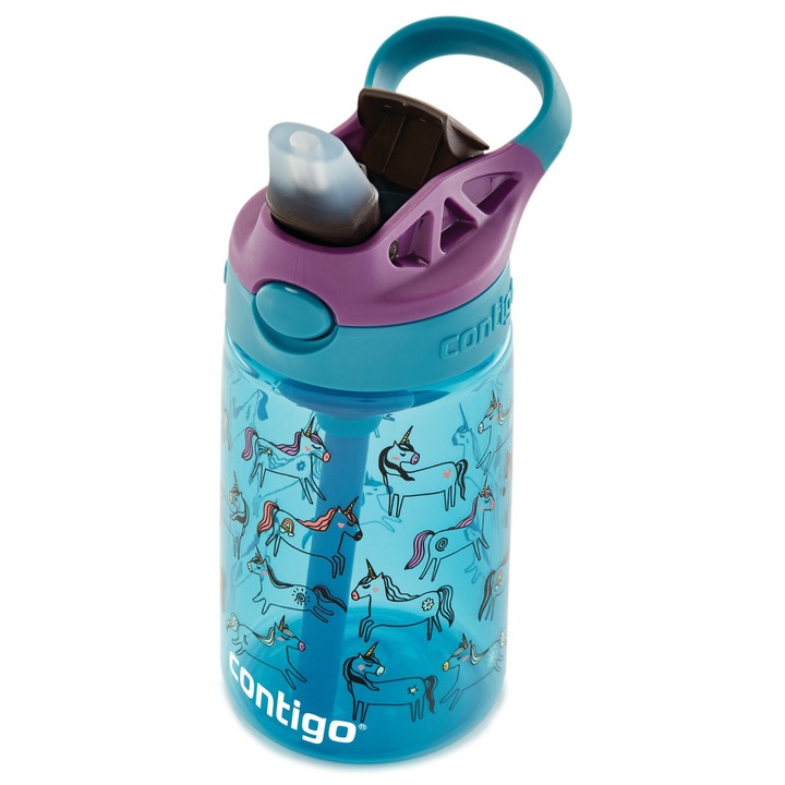 Sticla apa copii Contigo, Plastic, 420ml, Albastru/Violet