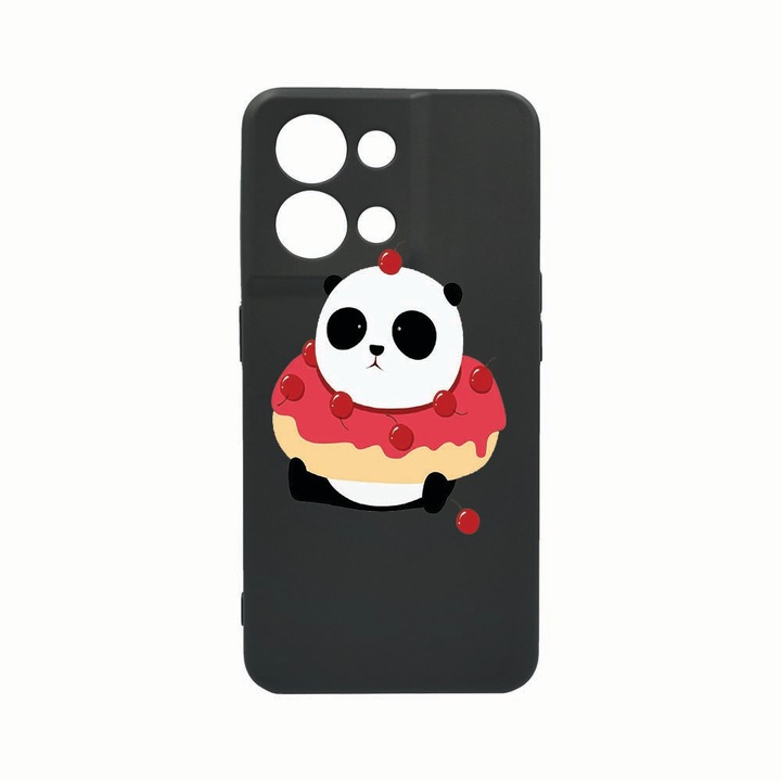 Husa Silicon, Compatibila Cu Oppo Reno8 Pro, Sweet Panda, Rezistenta la uzura, Protectie Camera, Negru c-B 585