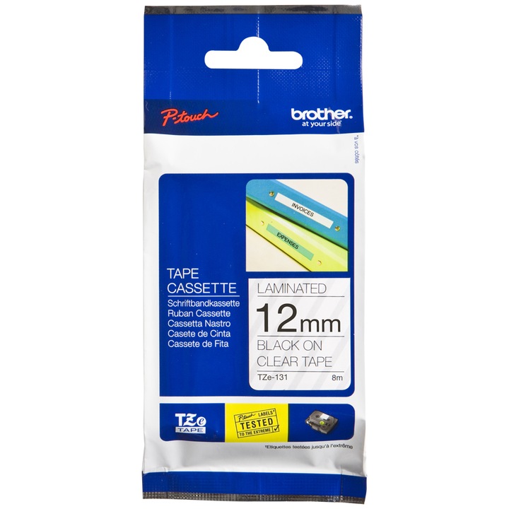 Етикетна лента Brother TZE131 Black on Clear, 12 мм