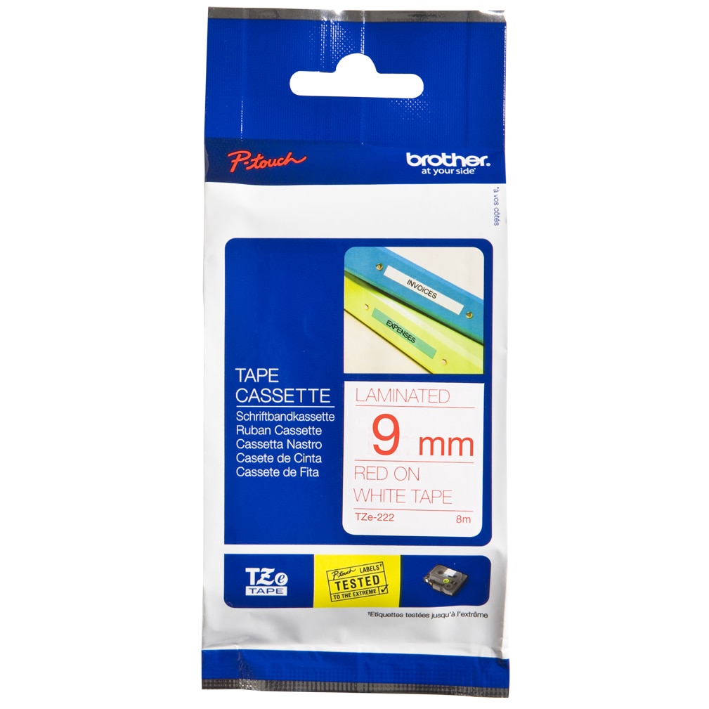 Etichete Brother TZE222 Red on White, 9mm