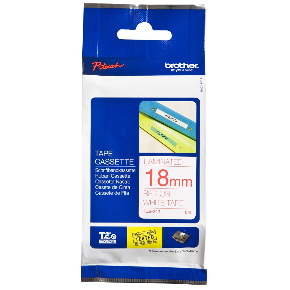 Etichete Brother TZE242 Red on White, 18mm