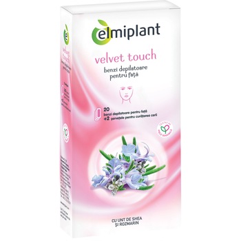 Benzi depilatoare Elmiplant Velvet Touch pentru fata, 20 buc Benzi depilatoare Elmiplant Velvet Touch pentru fata, 20 buc