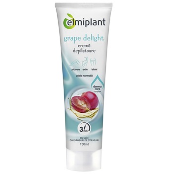 Crema Depilatoare Elmiplant pentru piele normala Grape Delight, 150 ml Crema Depilatoare Elmiplant pentru piele normala Grape Delight, 150 ml