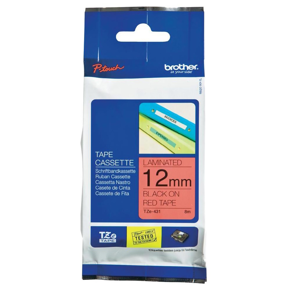 Etichete Brother TZE431 Black on Red, 12mm
