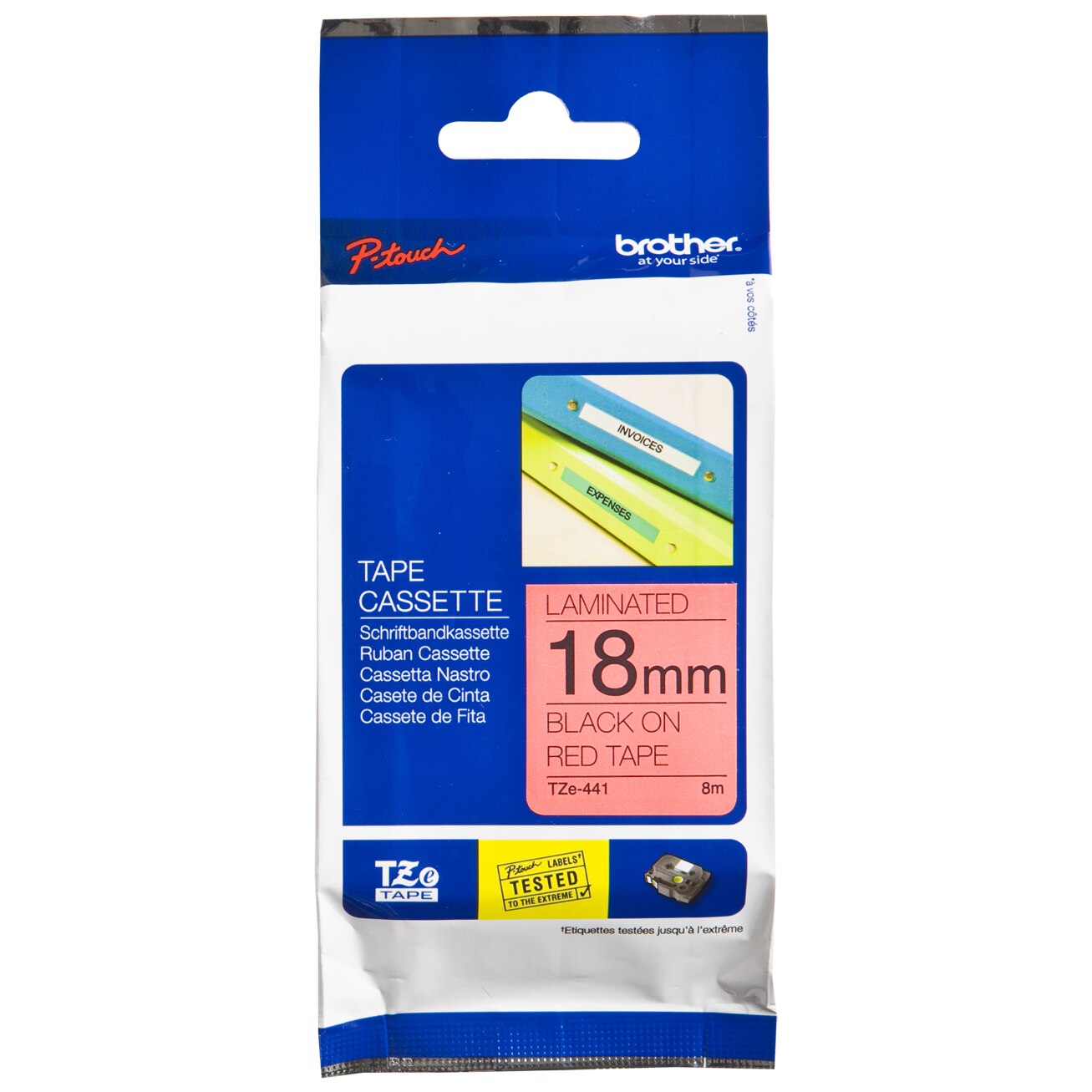 Etichete Brother TZE441 Black on Red, 18mm