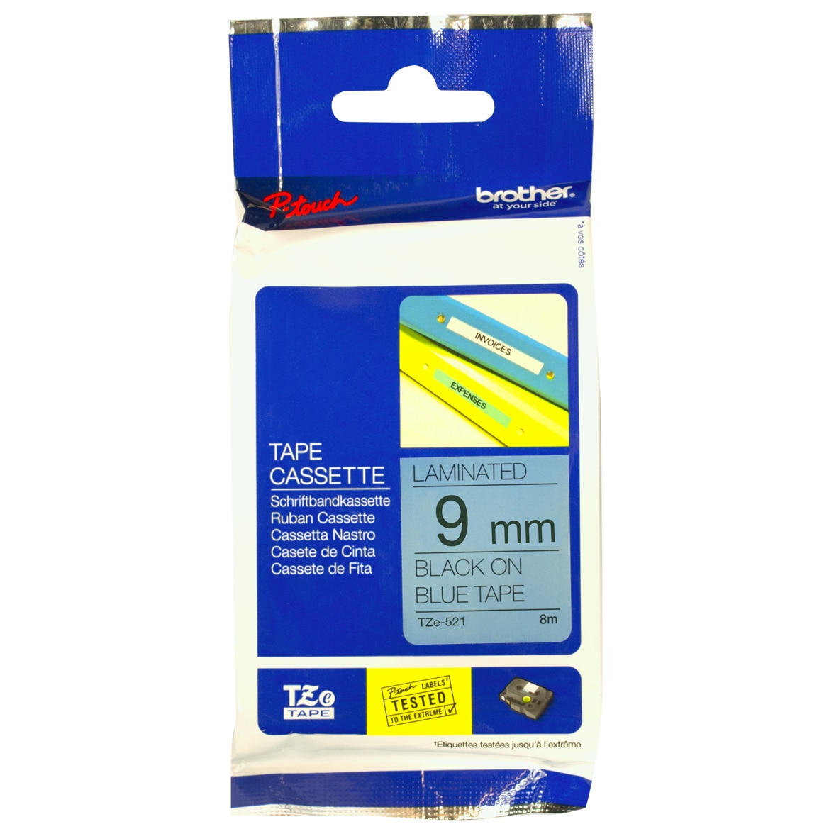 Etichete Brother TZE521 Black on Blue, 9mm