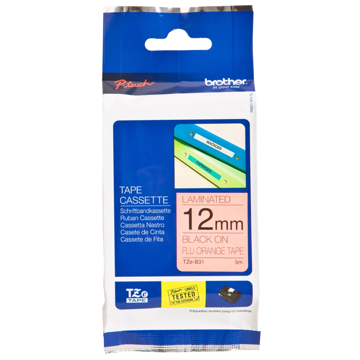 Etichete Brother TZEB31 Black on Orange, 12mm
