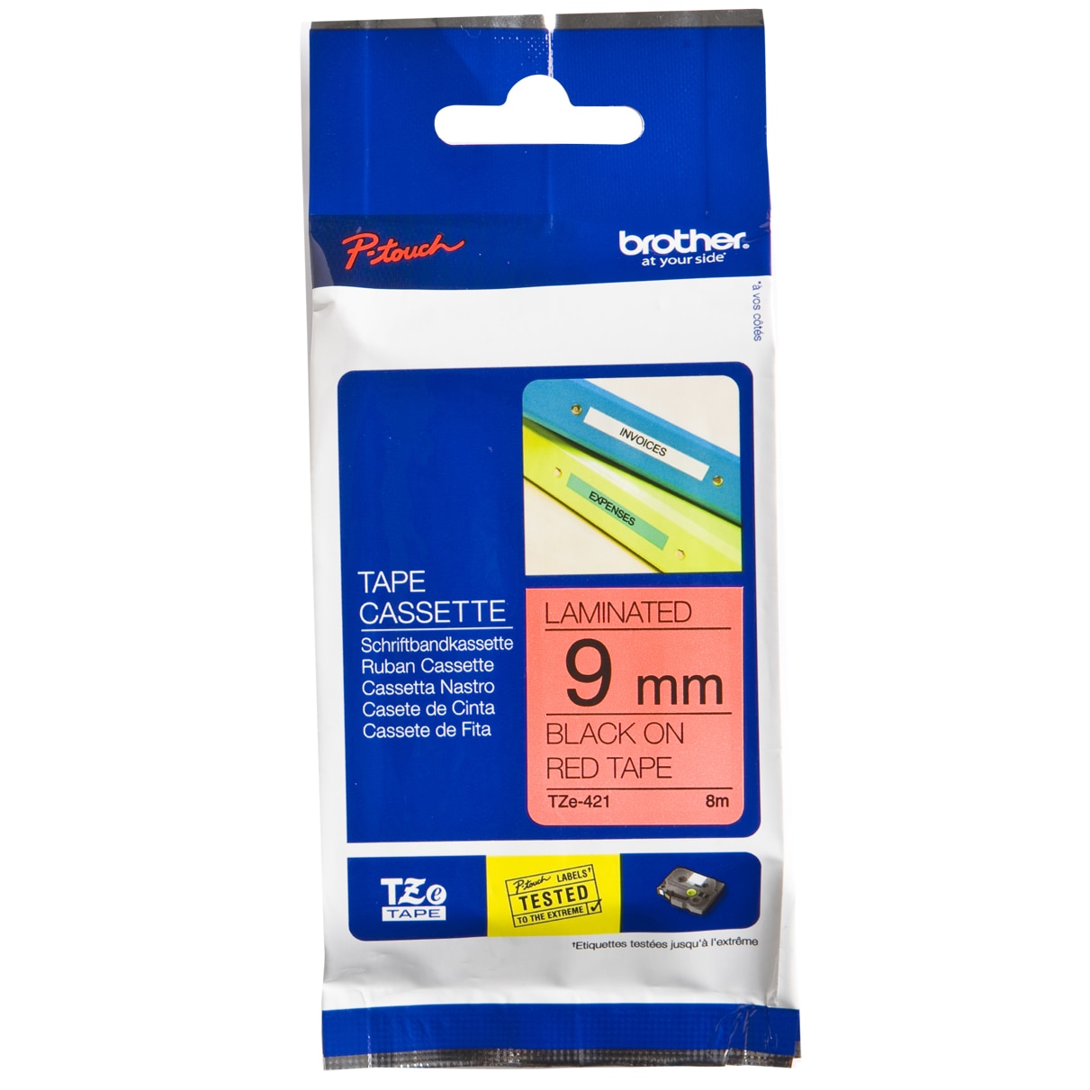 Etichete Brother TZE421 Black on Red, 9mm