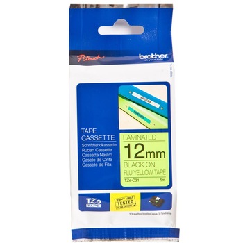 Etichete Brother TZEC31 Black on Yellow, 12mm Etichete Brother TZEC31 Black on Yellow, 12mm