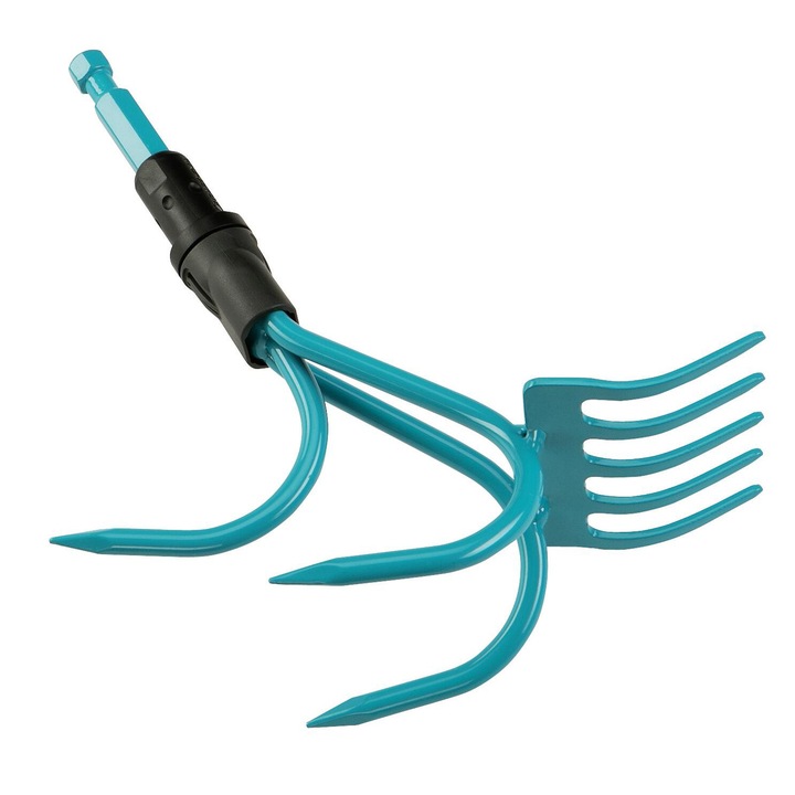 Cultivator-grebla Combisystem 2 in 1,, Otel, Albastru