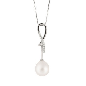 Lantisor din aur alb 18 K, 2.60 g, pandantiv cu diamante 0.05 carate si perla 1.30 g, 10 pietre, lungime 42 cm, Orsini Lantisor din aur alb 18 K, 2.60 g, pandantiv cu diamante 0.05 carate si perla 1.30 g, 10 pietre, lungime 42 cm, Orsini