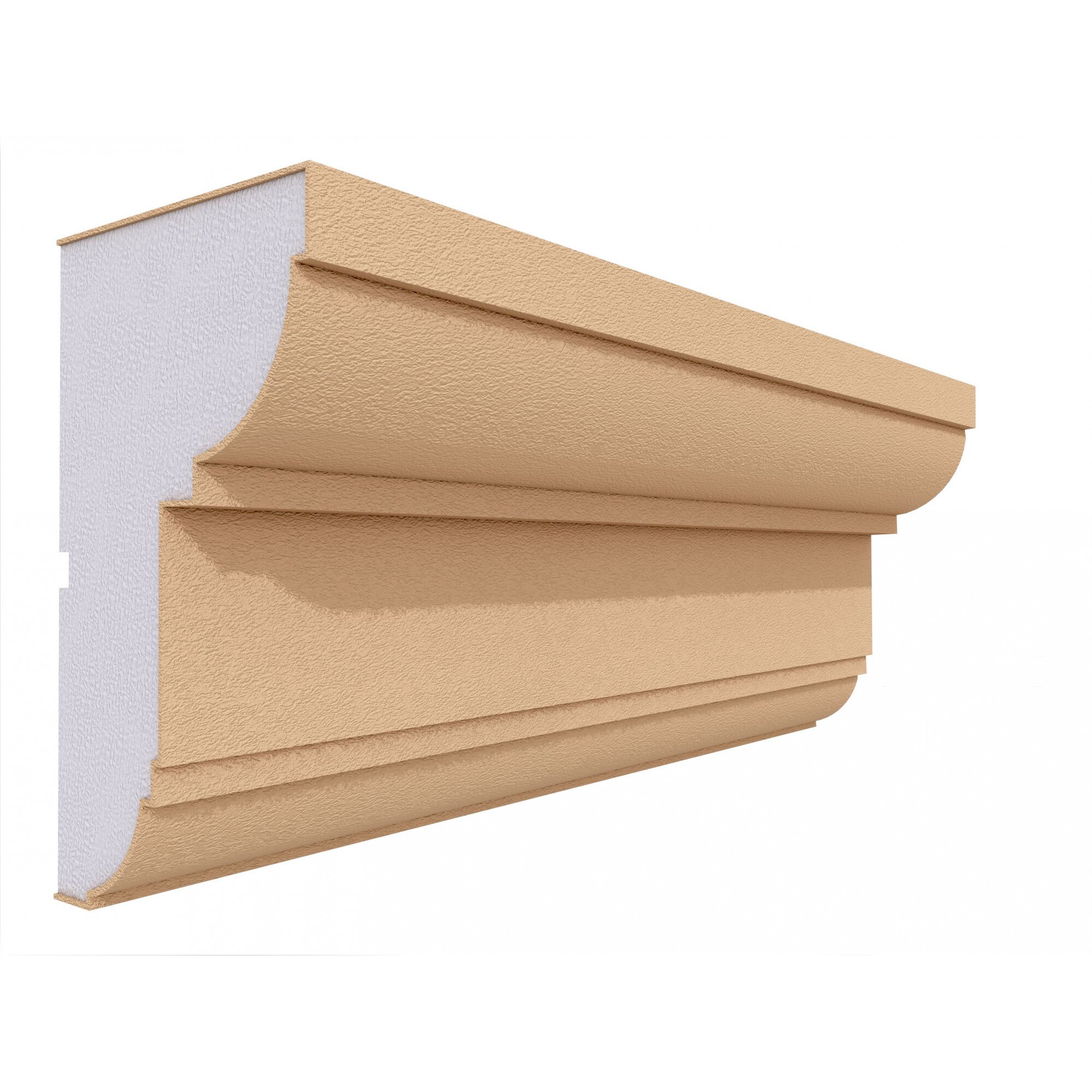 Cornisa decorativa pentru fatada FP409 din polistiren expandat laminat cu rasina, dimensiune 180x106mm, lungime 2m