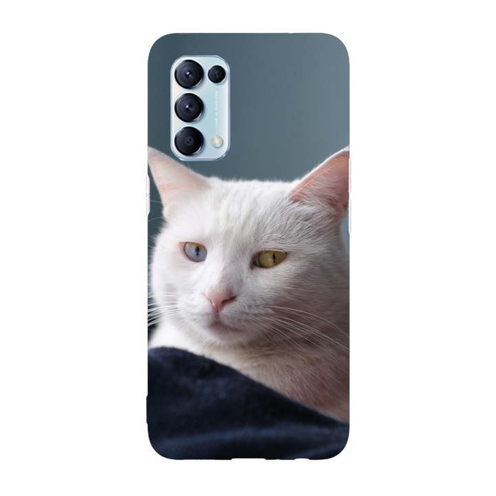 Капак, съвместим с Oppo Reno 4 Pro 5G модел Heterochromia cat, силикон, TPU, обратно
