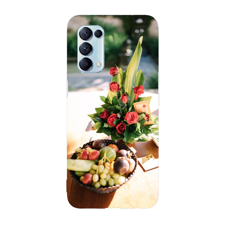 Капак, съвместим с Oppo Find X3 Lite модел Кошница с плодове и цветя, Силикон, TPU, обратното