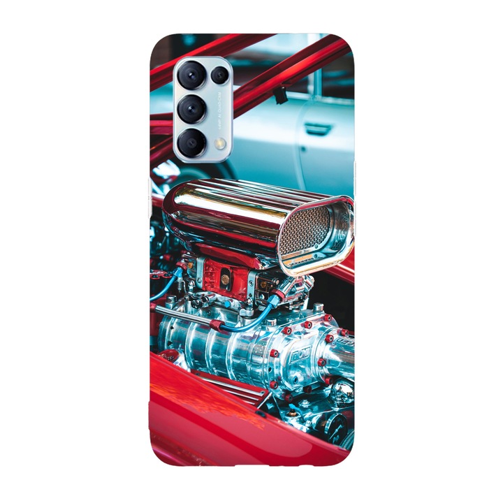 Капак, съвместим с Oppo Reno 5 4G модел Muscle Car двигател, силикон, TPU, обратното