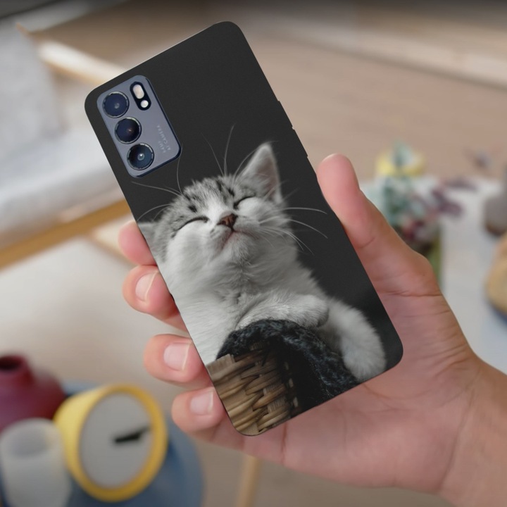 A tok kompatibilis az Oppo Reno 4Z modellel Smug cat, szilikon, TPU, fordítva