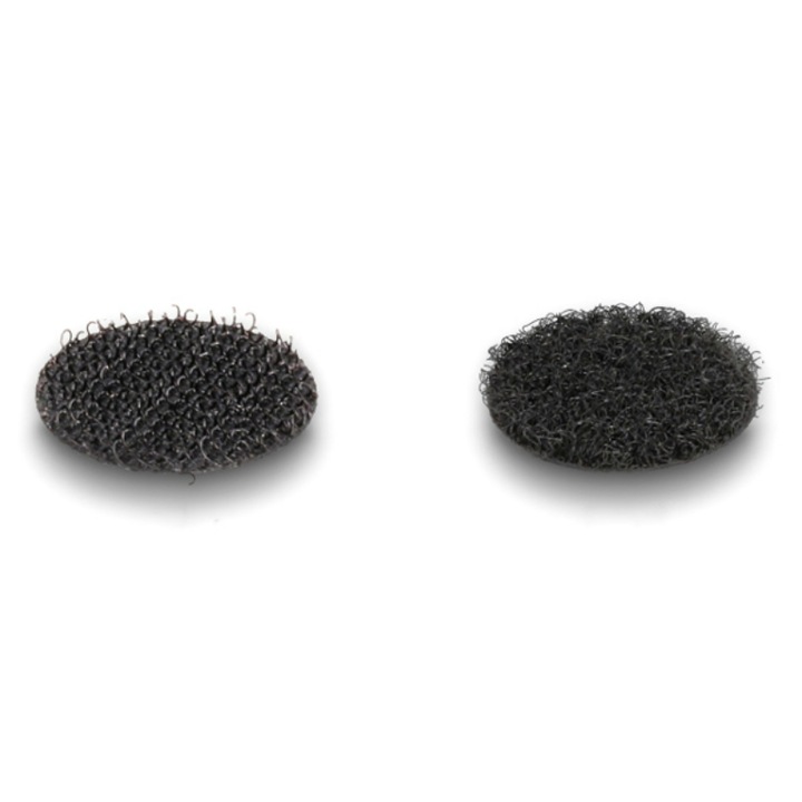 Set 64 autocolante tip velcro, Delock, 32 perechi, Forma rotunda, 20 mm, Negru