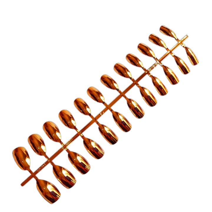 24 db rányomható műköröm készlet, ABS, Balerina típus, Ragasztók, Narancs