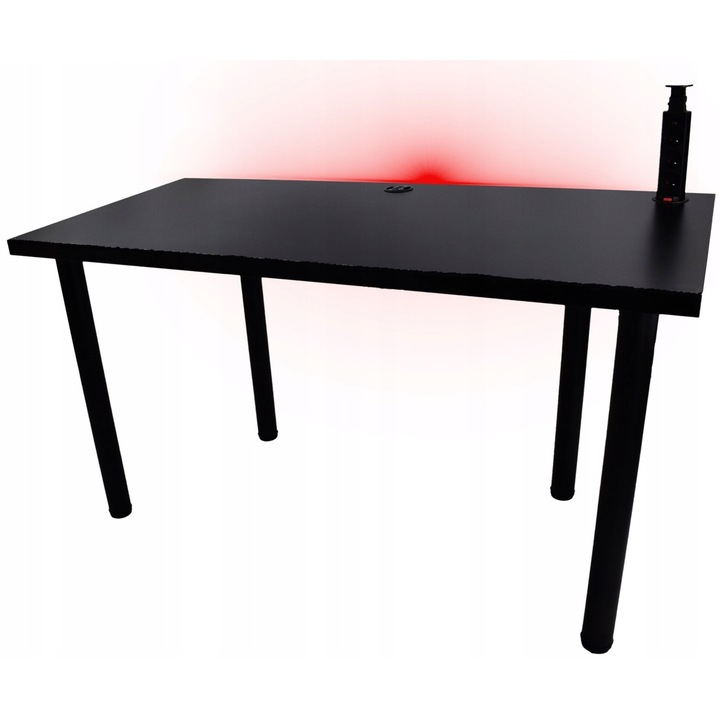 OEM Gamer asztal, LED szalag távirányítóval, állítható lábakkal, 120x60x1,8 cm, fekete