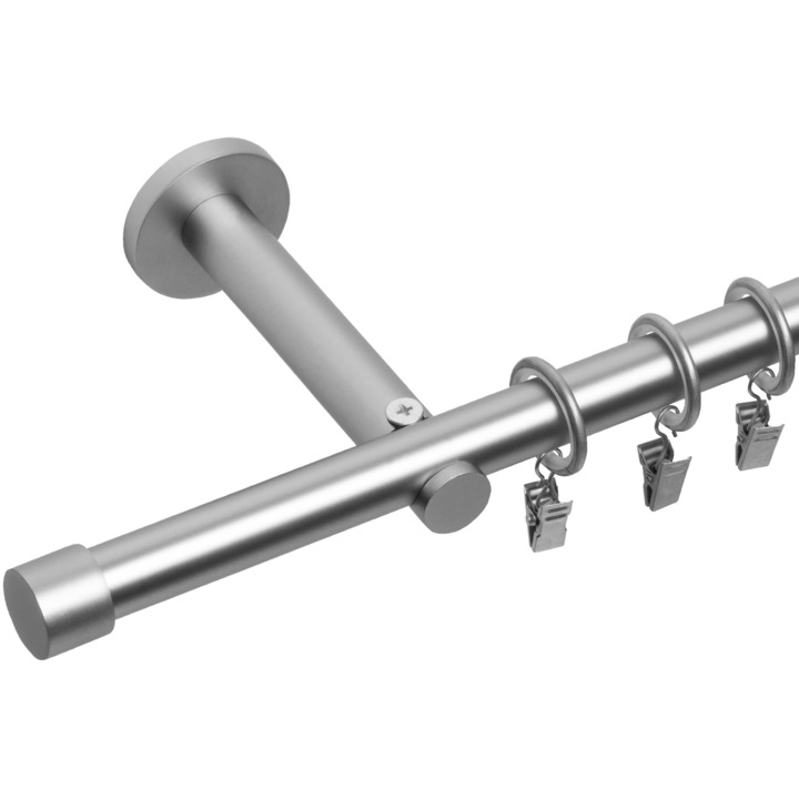 Galerie metalica moderna singulara 19mm Luna Crom mat 340 cm