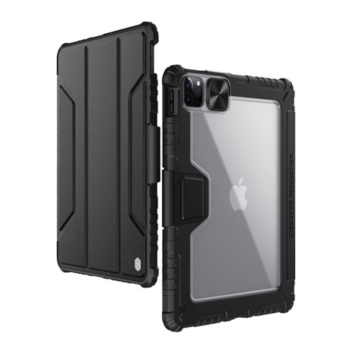 Nillkin bumper pro szilikon tabletvédő, aktív flip, ütésállóság, asztali tartó, fekete, kompatibilis: Apple IPAD Pro 11, 2022, / IPAD Pro 11, 2021, / IPAD Pro 11, 2020