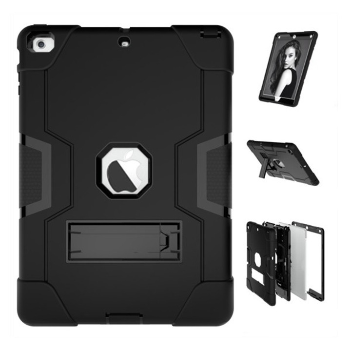 Apple IPAD Air Gigapack defender szilikon telefonvédő (közepesen ütésálló, műanyag belső, előlap, kitámasztó, logo kivágás) fekete