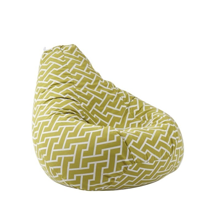 Пуф Pufrelax круша 220л. Nirvana Hobbit Zippity Green, Перящ се калъф, Пълнеж от полистиролни перли, Гама Premium