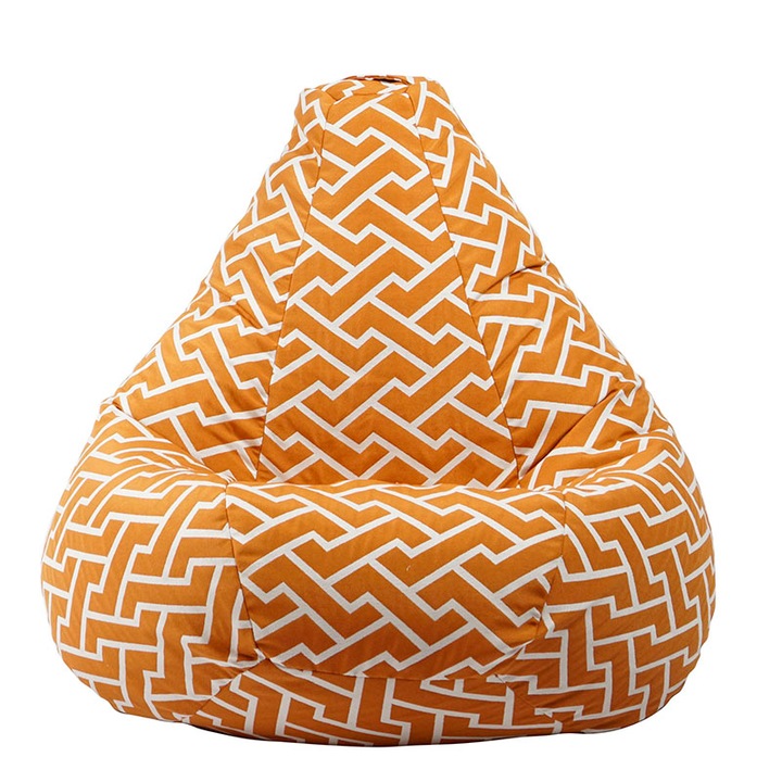 Пуф Pufrelax круша 220л. Nirvana Hobbit Zippity Orange, Перящ се калъф, Пълнеж от полистиролни перли, Гама Premium